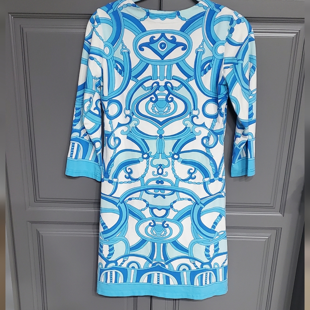 Barbara Gerwit Blue Patterned Women's Dress⚜️💙⚜️ XS - Picture 2 of 8